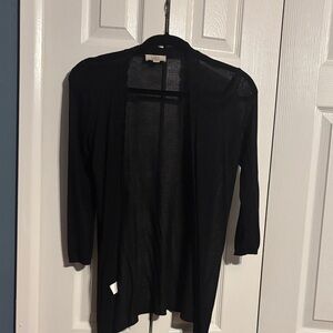 LOFT lightweight black open cardigan with lace trim size XXSP NWOT